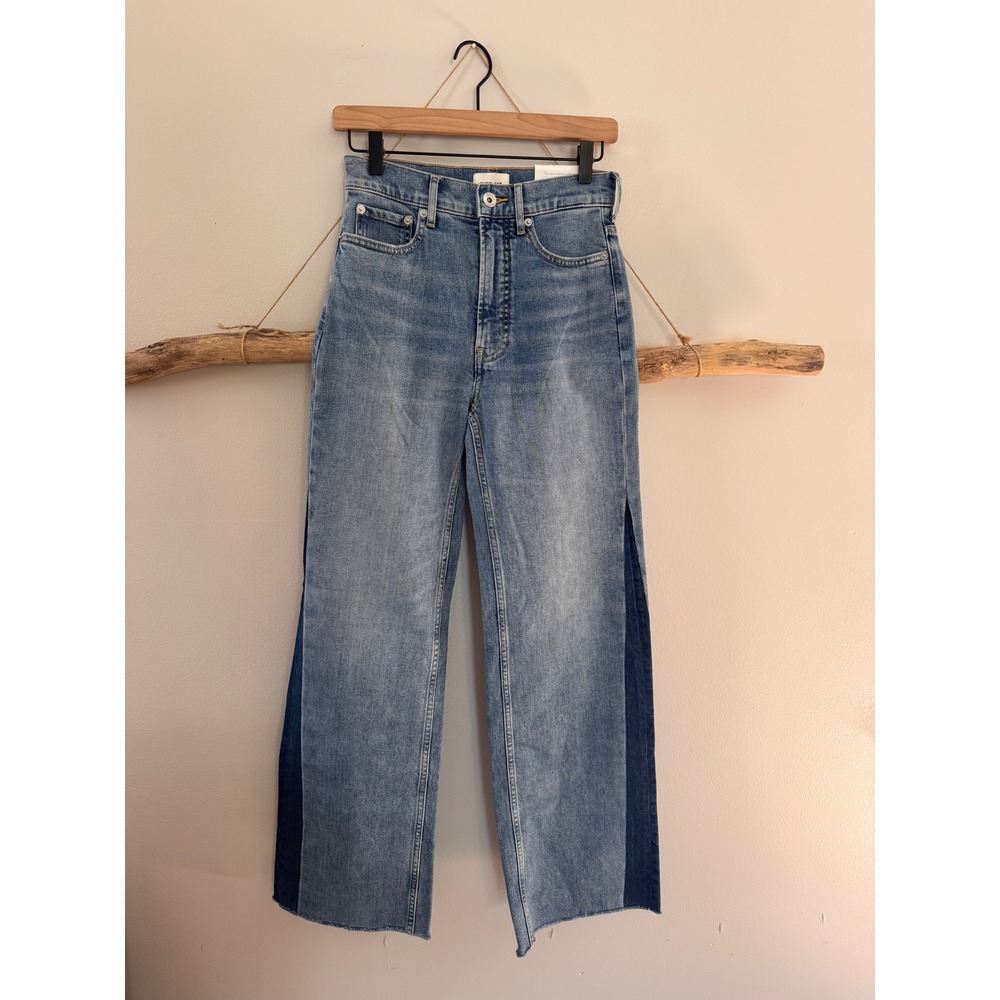 Everlane The Way-High Sailor Jean Blue‎ Denim Tuxedo Stripe Wide Leg Size 25L